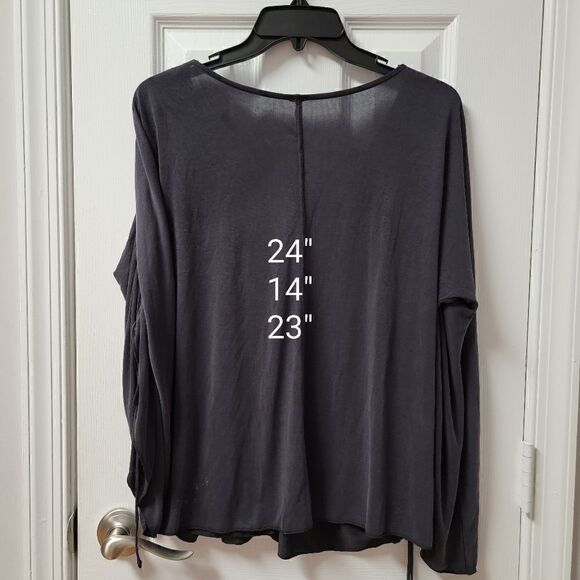Free People Ruched Black Top S - Picture 4 of 8